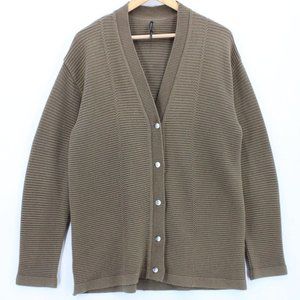 ISDA & CO Cardigan Sweater Womens Brown Designer V Neck Button Front Size XL